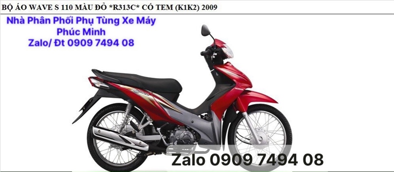 Dàn Áo Honda WS 110 Đời 2009 - 20 Món